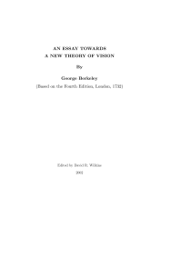 Berkeley George — An Essay Towards a New Theory of Vision