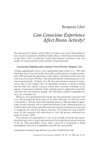 Libet Benjamin — Can Conscious Experience Affect Brain Activity
