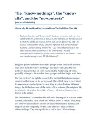 Richard Dawkins — The knownothings, the knowalls and the nocontests