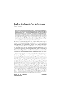 Kaplan Mark — Reading 'On Denoting' on its Centenary