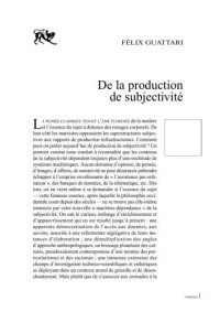 Félix Guattari — De la production de subjectivité