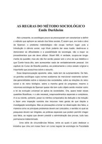 DURKHEIM Emile — As Regras do Método Sociológico