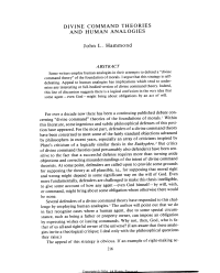 Hammond John — Divine Command Theories and Human Analogies