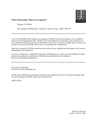Walton Douglas — What is Reasoning What Is an Argument