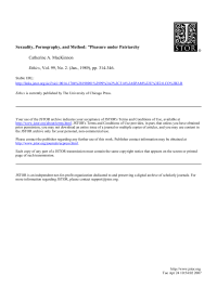 MacKinnon Catherine — Sexuality, Pornography, and Method - Pleasure Under Patriarchy