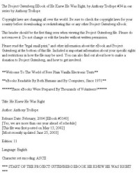 Trollope Anthony — He Knew He Was Right
