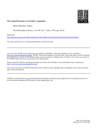 Adams Robert — The Logical Structure of Anselm's Arguments