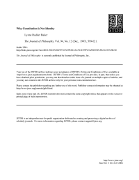 Baker, Lynne Rudder — Why Constitution Is Not Identity