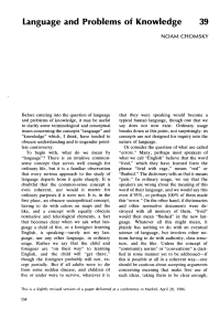 Chomsky Noam — Language and Problems of Knowledge