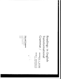 Chomsky Noam — Remarks on Nominalization