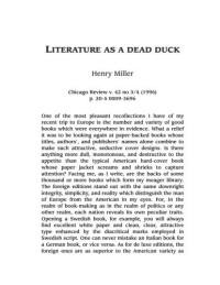 Miller Henry — Literature as a dead duck
