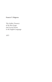Palgrave, Francis T — Golden Treasury of the Best Songs and Lyrical Poems in English