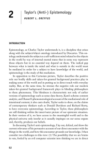 Dreyfus Hubert — Taylor's (Anti-) Epistemology