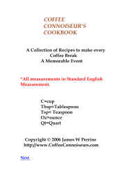  — Recipes - Coffee Connoiseur Cookbook