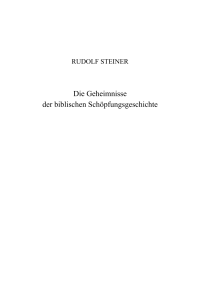 Steiner Rudolf — Die Geheimnisse der biblischen Schöpfungsgeschichte