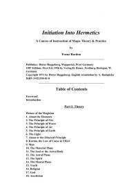 Bardon Franz — Initiation Into Hermetics - A Course of Instruction of Magic Theory & Practice