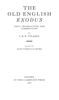 Tolkien, John Ronald Reuel — The Old English Exodus