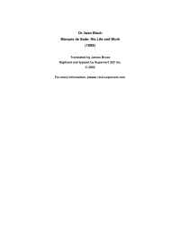 De Sade, Marquis — Sade Life and Work