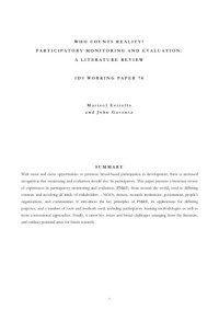 Marisol Estrella, John Gaventa — Who Counts Reality? Participatory Monitoring and Evaluation - a Literature Review (IDS Working Papers)