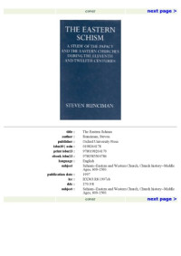 Steven Runciman — The Eastern Schism (Oxford University Press Academic Monograph Reprints)