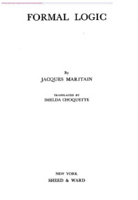 Jacques Maritain — Formal Logic