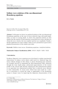 Natsis D.G. — Solitary wave solutions of the one-dimensional Boussinesq equations