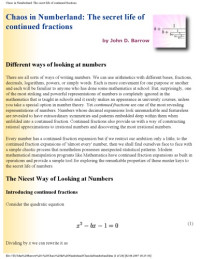 John Barrow — Chaos In Numberland