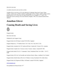 Jonathan Glover — Causing Death and Saving Lives