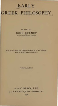 John Burnet — Early Greek Philosophy