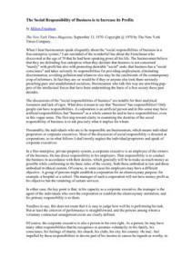 Friedman Milton. — The Social Responsibility of Business is to Increase its Profits
