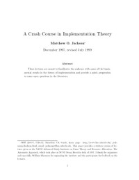 Jackson M.O. — A crash course in implementation theory
