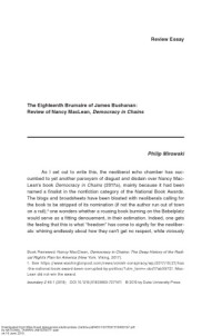 Philip Mirowski — The Eighteenth Brumaire of James Buchanan: Review of Nancy MacLean, Democracy in Chains (Boundary 2, v.46 n.1)
