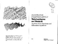 David Mumford — Lectures on Theta II