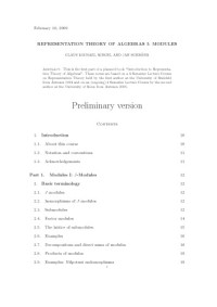 Claus Michael Ringel, Jan Schröer — Representation Theory of Algebras I: Modules (preliminary version Feb 10, 2009)