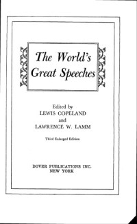 Lewis Copeland, Lawrence W. Lamm — The World's Great Speeches