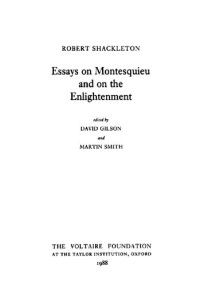 Robert Shackleton, David Gilson, Martin Smith — Essays on Montesquieu and on the Enlightenment