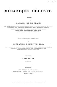 Pierre Simon, Marquis de Laplace, Nathaniel Bowditch - ed. Hilliard, et al. — Mecanique Celeste (vol 3 of 4 )