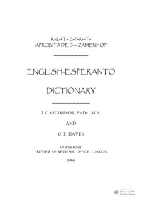 J. C. O'Connor & C. F. Hayes — English-Esperanto Dictionary