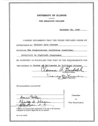 STEINER, GILBERT YALE — THE CONGRESSIONAL CONFERENCE COMMITTEE: SEVENTIETH TO EIGHTIETH CONGRESSES