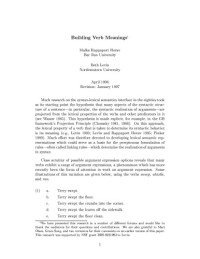 Levin, Rappaport, Hovav — Building Verb Meanings