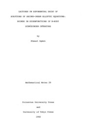 Samuel Agmon — Lectures on exponential decay of solutions of second-order elliptic equations