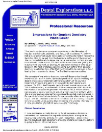  — Impressions for Implant Dentistry make easy