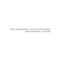 Edited by: Chong Rae Park — Next generation lithium ion batteries for electrical vehicles