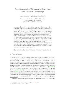 Adelsbach Sadeghi — Zero-Knowledge Watermark Detection and Proof of Ownership