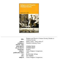 Arthur P. Wolf — Religion and Ritual in Chinese Society