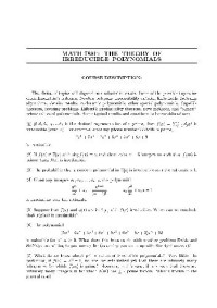 Filaseta M. — Irreducible polynomials theory