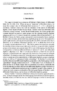 Pillay A. — Differential Galois theory 1