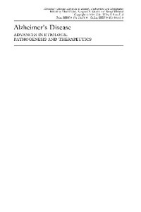 Khalid Iqbal, Sangram S. Sisodia, Bengt Winblad — Alzheimer z disease advances in etiology, pathogenesis a therapeutics