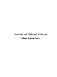 W.G. Hoover — Computational statistical mechanics