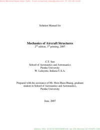 C T sun — Solution Manual for Mechanics of Aircraft Structures 2'nd edition C.T. Sun